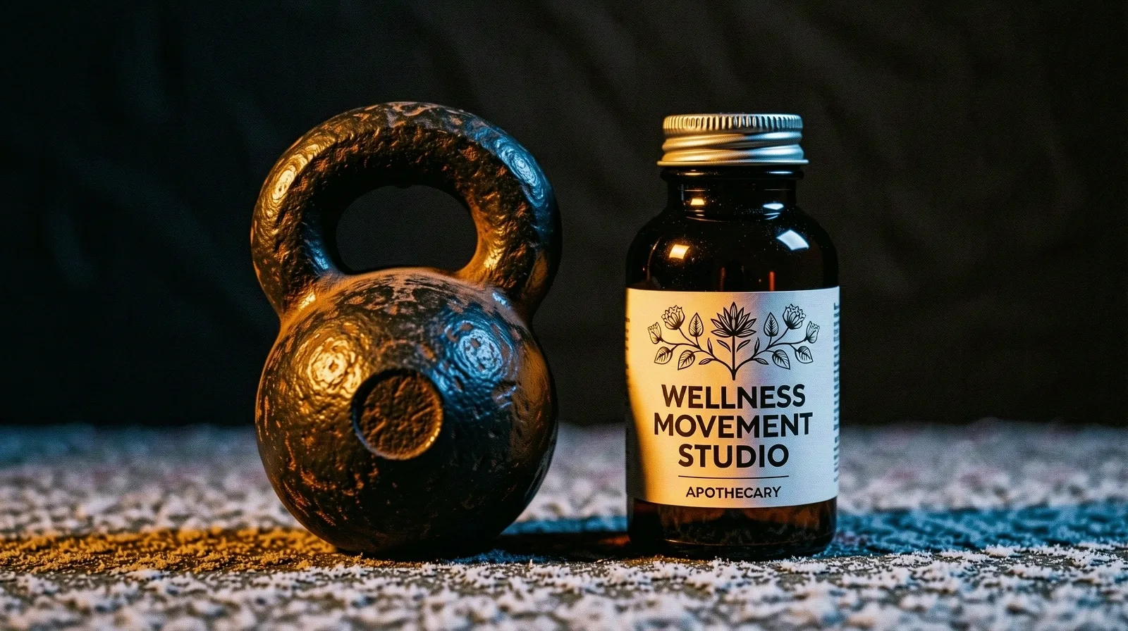 The MoveWell Alchemist aesthetic: physical iron and botanical precision.